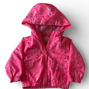 Pink Platinum Toddler Jacket 12M Pink Heart Print Hooded Soft-Lined Zip Up Coat
